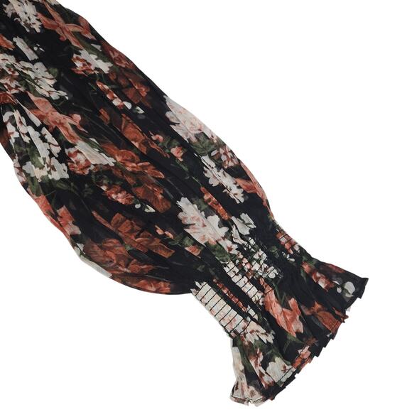 Adrianna Papell Womens Medium Sweater Sheer Floral Sleeves Mixed Media Career - Picture 4 of 11